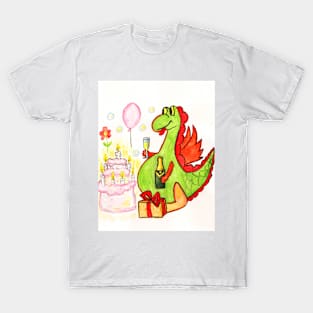 Dragon with birthday cake T-Shirt
